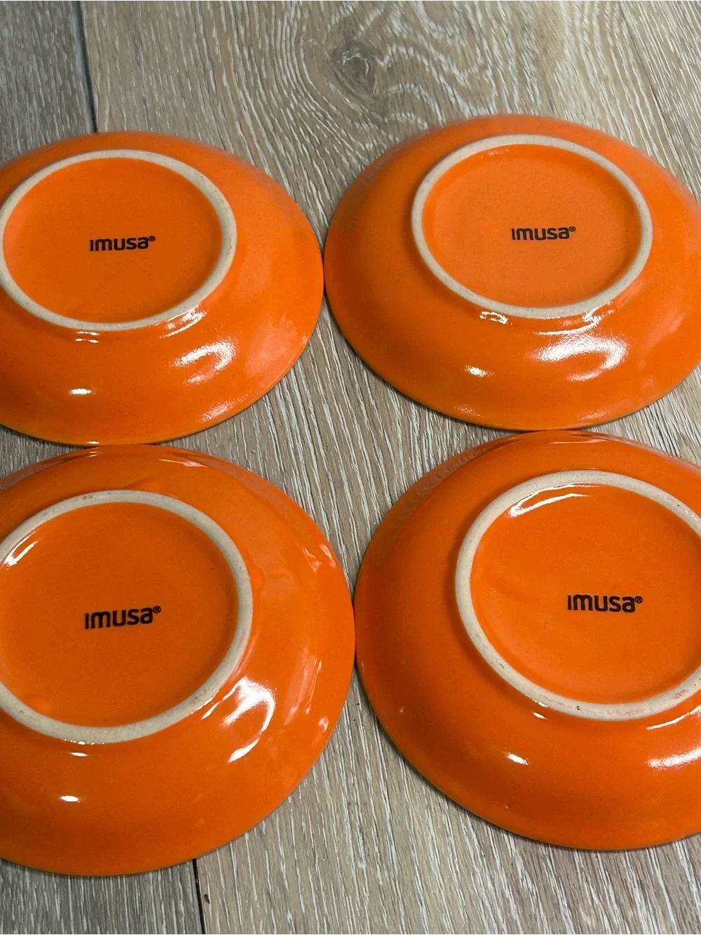 IMUSA Bright Orange Ceramic Espresso Cups and Saucer Set of 4 Demitasse Cafecito